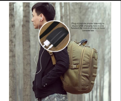 Mochila Impermeable Táctica Outdoor 40 Lts Usb