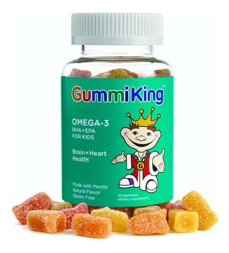 Suplemento Gummi King Dha Omega-3, Limn/naranja/fresa, 60 Un