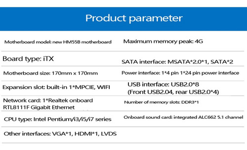 Placa-mãe Do Pc De Mesa Hm55b Pga988 Placa-mãe Ddr3 Ii Itx