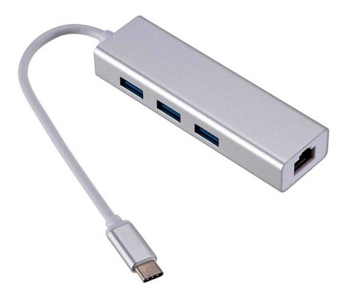 Adaptador Hub 3 Puertos Usb Tipo C Ethernet Rj45 Y 3 Usb 