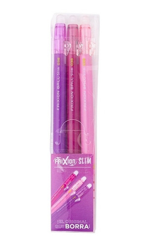 Set Lápices Gel Frixion Slim 0.38 Mm Estuche 3 Colores Pilot