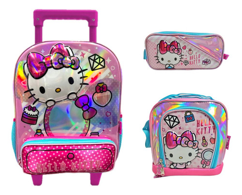 Kit Mochila Lonchera Y Lapicera Hello Kitty Primaria Vs2639