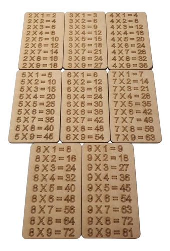 Tablas De Multiplicar Madera (8 Tablas) Por Mayor X6 Juegos 