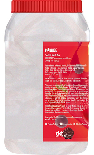 Vitrolero con 100 Condones lubricados Prudence Sabor Y Aroma