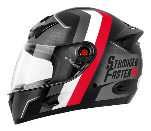 Capacete Para Moto Integral Stronger Faster Fosco Etceter Tamanho Do Capacete 62 Cor Cinza/vermelho