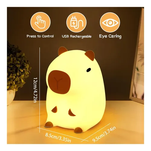 Lámpara Capibara De Silicona Recargable Luz Nocturna Touch