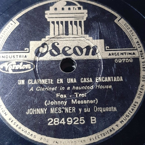 Pasta Johnny Messner Su Orquesta Odeon C262