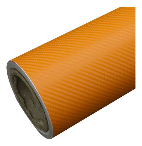 Vinil Automotriz Fibra De Carbono Naranja 3d Autoelite