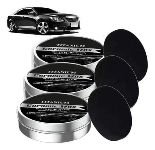 Crème De Cire Céramique Titane Pour Voiture - Protection Longue Durée Brillance Intense, Avec Éponge Et Serviette - 4