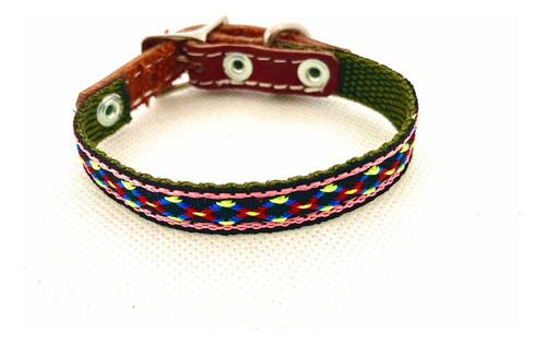 Collar De Piel/nylon Artesanal #10 (19-24 Cms)huichol