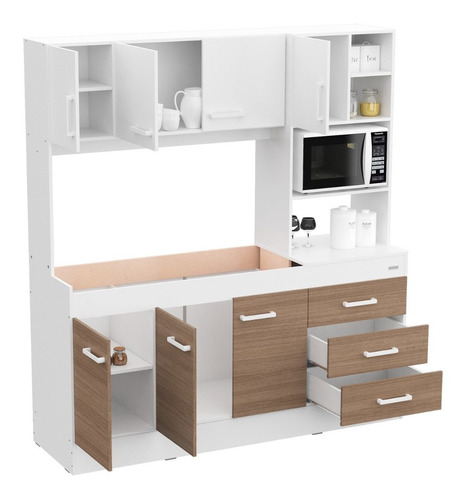 Mueble Cocina Bajo Mesada Alacena Blanco/carvaho 10163