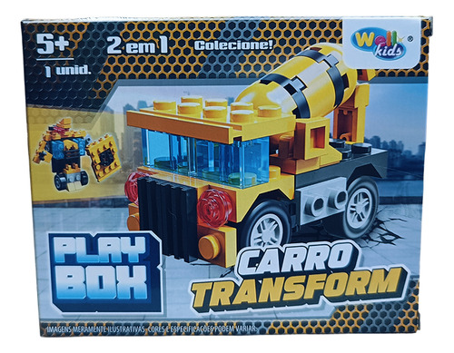 Kit 4 Blocos De Montar Play Box Veículos Construção E Robô Quantidade De Peças 190 Versão Do Personagem Veiculos De Construção