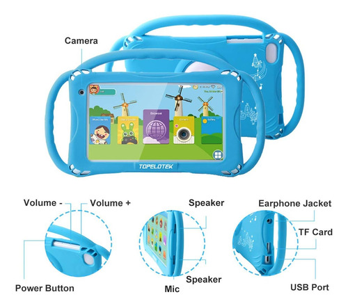 Tableta Infantil Topelotek, Android, 32 Gb 7 Azul