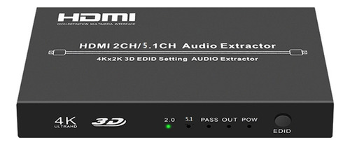 Extrator De Audio Hdmi Ch 4k 30hz 5.1ch Dts2 Lpcm 2ch