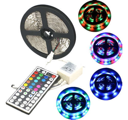 5m 3528 Smd Rgb 300leds Flash Flexible Tira Luz Regulable Co