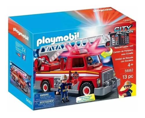  Detalle Caja Playmobil Carro De Bomberos 5682