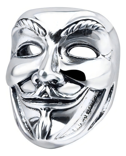 Anillo ajustable de plata con forma de máscara de Joker Revenge V