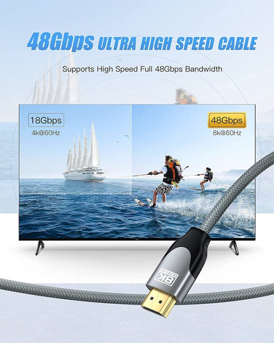 Cable Hdmi 2.1 8k 48gbps 4k120, Lamtoon Ultra High Speed 8k6