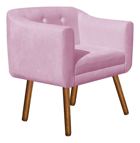 Kit Namoradeira 02 Lugares E 02 Poltronas Julia Suede Cor Rosa Bebê