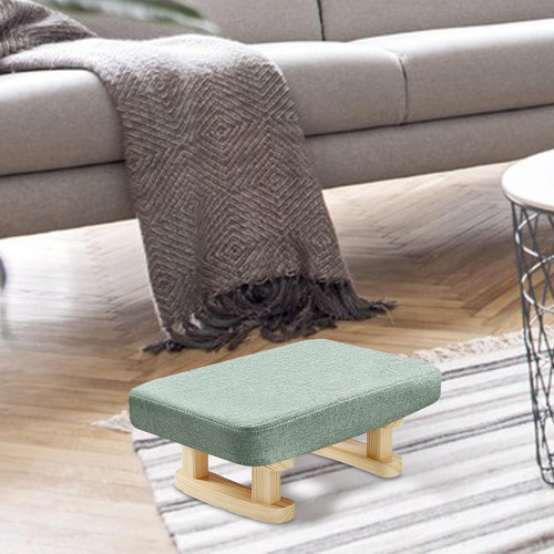 Wv Reposapiés Con Patas De Madera, Taburete Rectangular Con