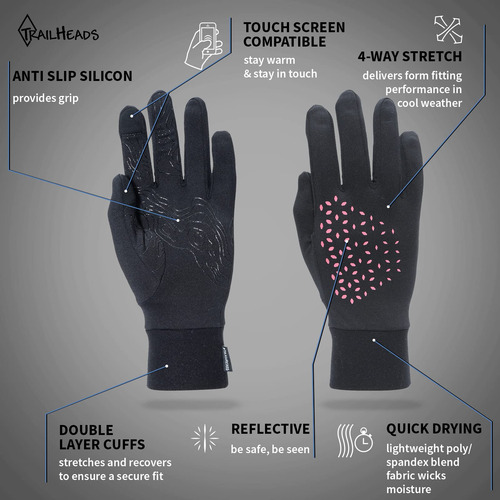 Guantes De Correr Trailheads Elements Mujer Táctiles Negro R Color Diseño De La Tela