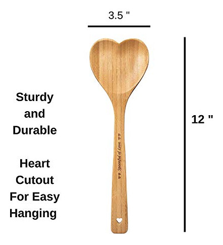 Cuchara De Bambú En Forma De Corazón - Cuchara De Madera Gra