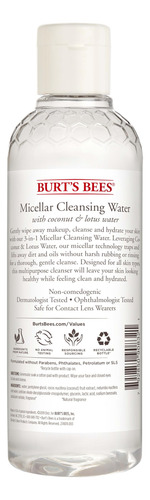 Agua Limpiadora Burt's Bees Micellar Con Coco Y Loto 240 Ml
