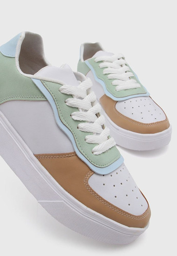 Zapatillas Paulina Namor Sneakers Cuero Ecológico Aqua