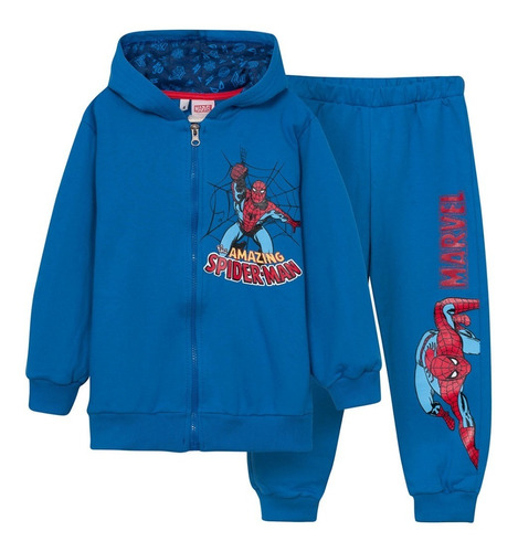 Conjunto Spiderman Campera Y Pantalon Friza Original Marvel®