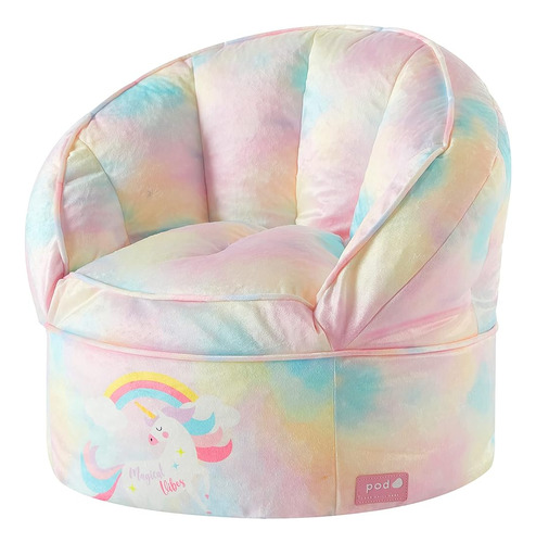 Idea Nuova Unicorn Round Bean Bag Chair Para Niños, Edades 3