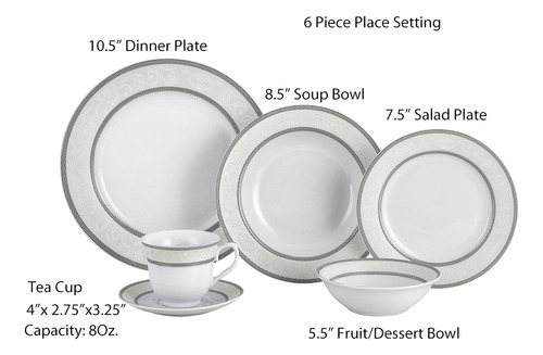 Lorren Home Trends Sirena Juego De Cena Color Plateado