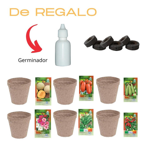 Kit  Semillas + Macetas Biodegradables + Germinador