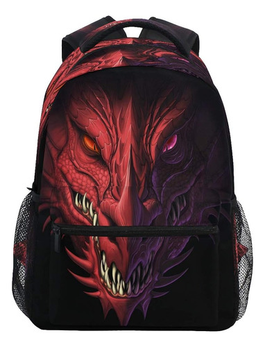 Mochila De Viaje Con Estampado De Cabeza De Dragón Rojo Enoj