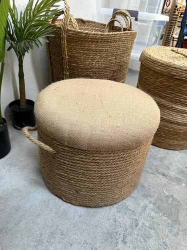 Puff De Cuerda 29cm Reforzado Living Hogar Con Almohadón