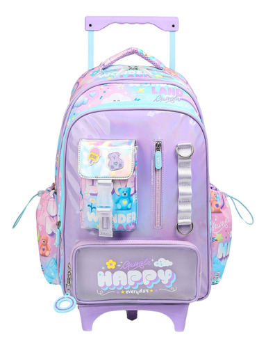 Mochila Con Carro Infantil 18 Pulgadas Holo Chimola Color Lila