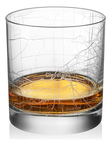 Rocks Whiskey Old Fashioned 11oz Vidrio Urbano Mapa De La Ci