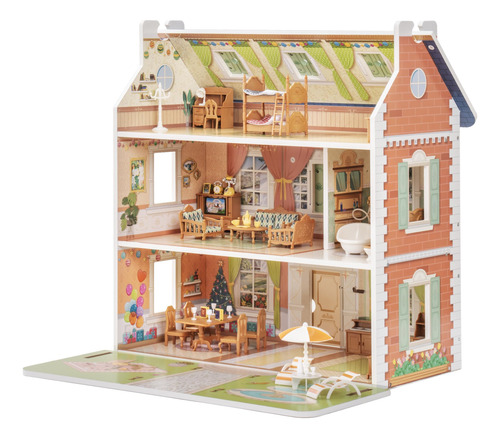 Casa De Muñecas Robud Wooden Dollhouse Para Niñas Para Niños