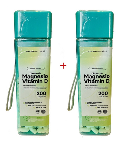 Citrato De Magnesio + Vitamina D3. 2 (400 Cap). Envío Gratis