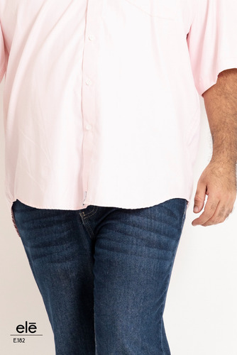 Camisa Caballero Ele Tallas Extras Liso Rosa E.182