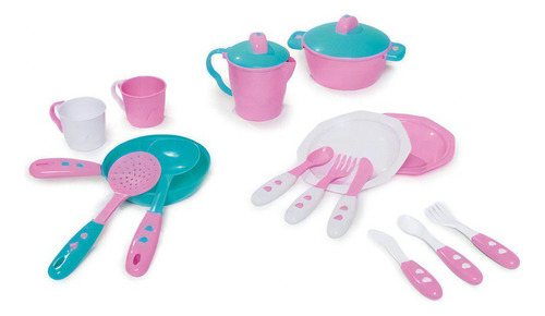 Kit de cocina infantil de juguete Calesita 335, 13 piezas, color rosa