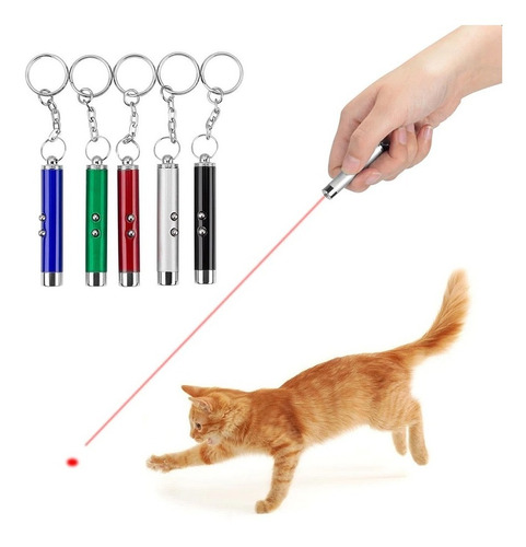Puntero Laser Rojo + Linterna Llavero Juguete Mascotas Gato