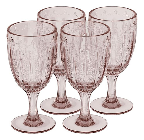 Elle Decor Juego 4 Copas Vino Juego Cristaleria Color Rosa C