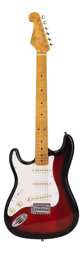 Guitarra eléctrica para zurdo SX Vintage Series FST-57 stratocaster de tilo 2000 2-tone sunburst brillante con diapasón de arce