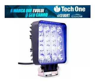 Farol Milha 48w Quadrado 16 Leds Azul Agrícola Pulverizador