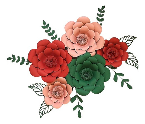 Flores Papel Sendo 4 D 35cm 4 D 30cm 4 D 20 Cm 20 Folhas
