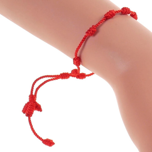 Pulsera Roja Cruz 7 Nudos Ajustable Suerte Energías Familia