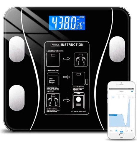 Balança Digital Bioimpedância Corporal Vidro 180kg Bluetooth