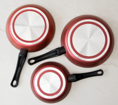 Juego De 3 Sartenes Cook Now Color Glitter Red Cinsa