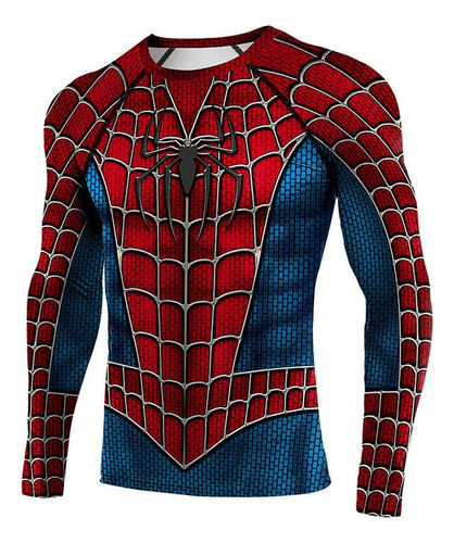 Playera De Manga Larga Roja Cosplay 3d De Spider-man