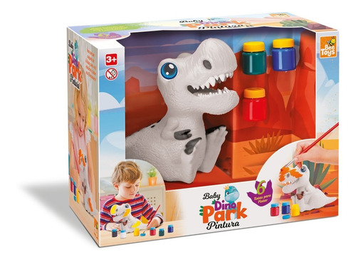 Boneco Dinossauro Dino Park P/ Colorir Kit De Pintura Tintas